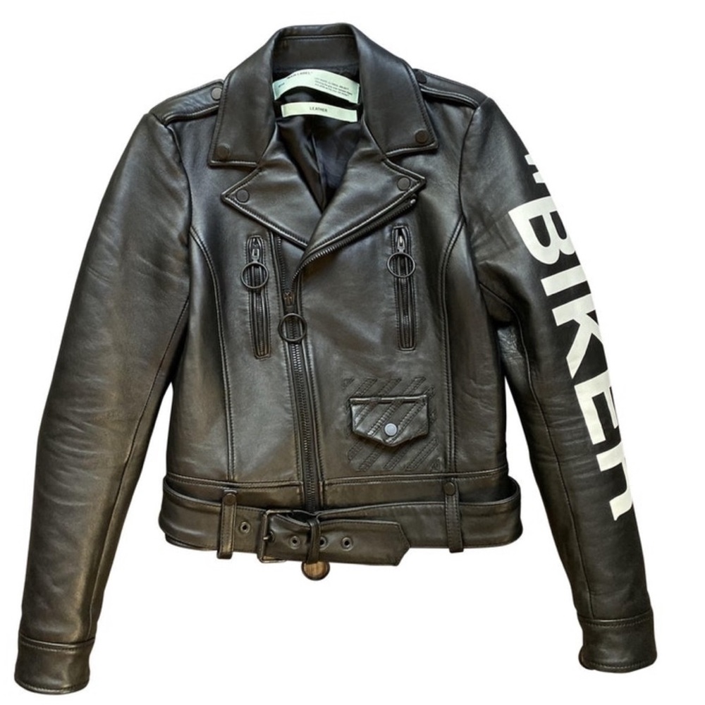 Authentic Off-white leather biker jacket “biker”